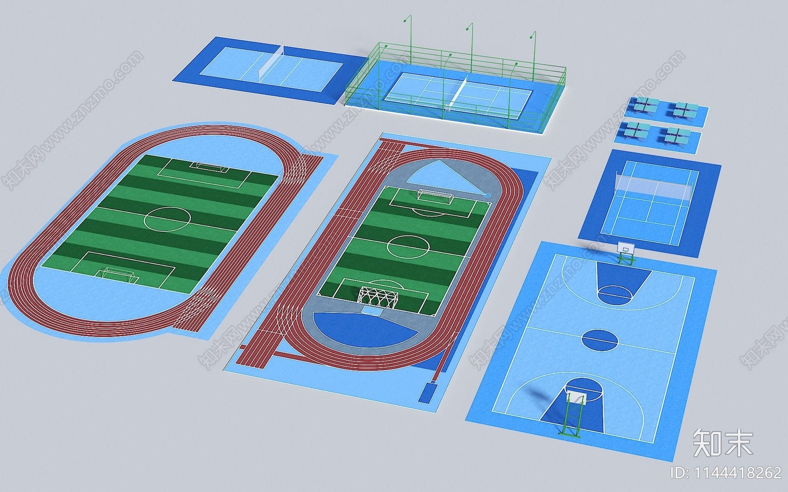 现代足球场组合SU模型下载【ID:1144418262】