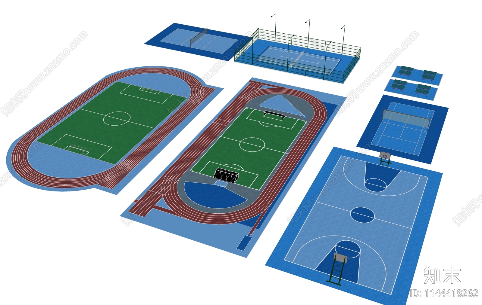 现代足球场组合SU模型下载【ID:1144418262】
