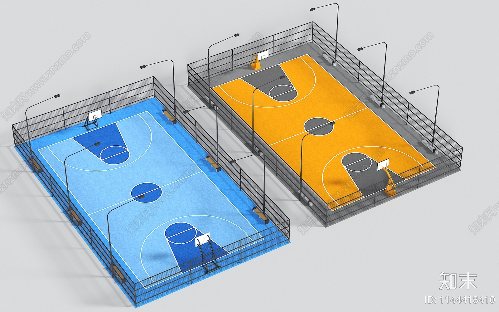 现代篮球场SU模型下载【ID:1144418410】