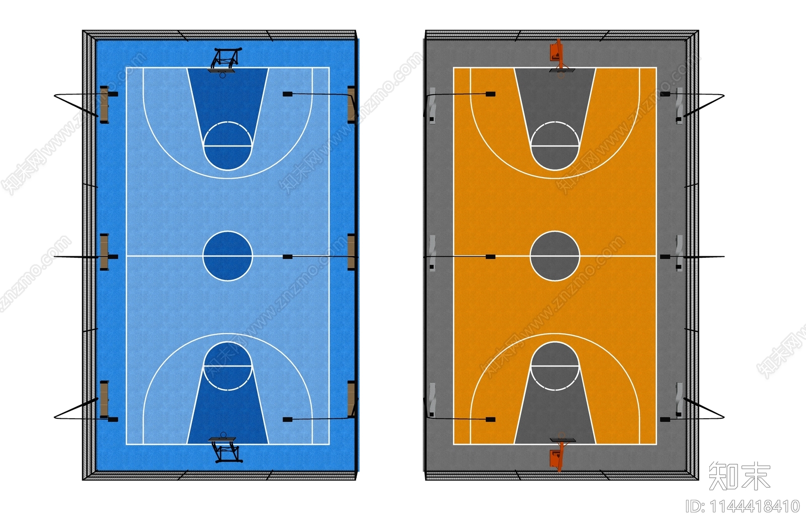 现代篮球场SU模型下载【ID:1144418410】