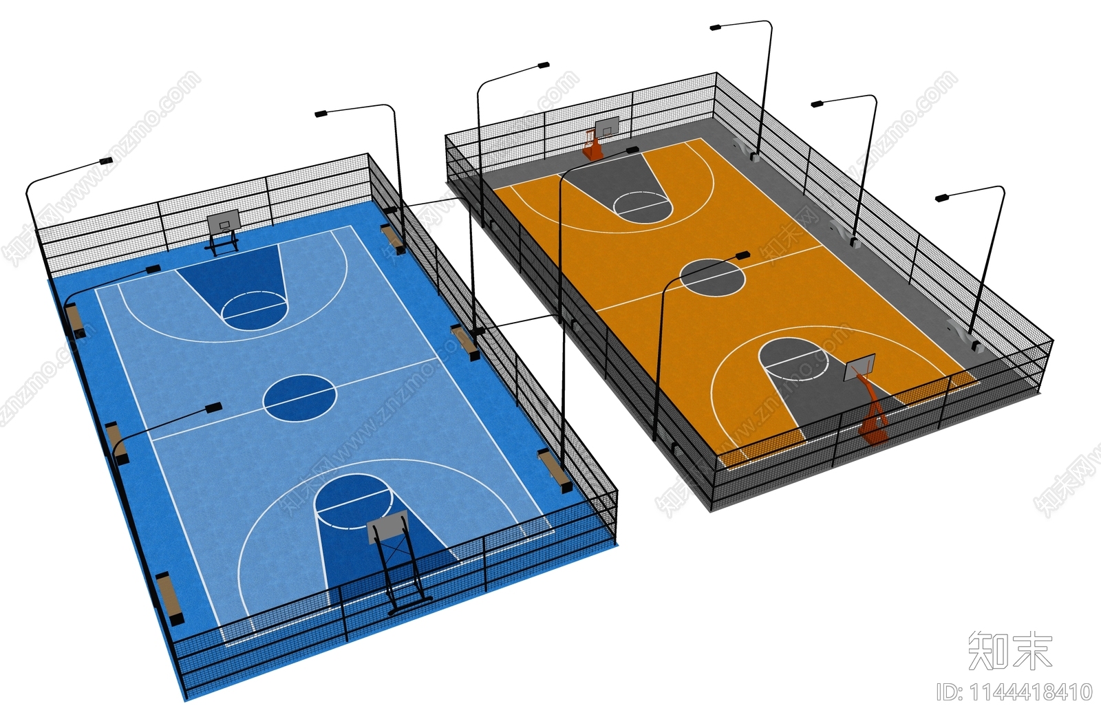 现代篮球场SU模型下载【ID:1144418410】
