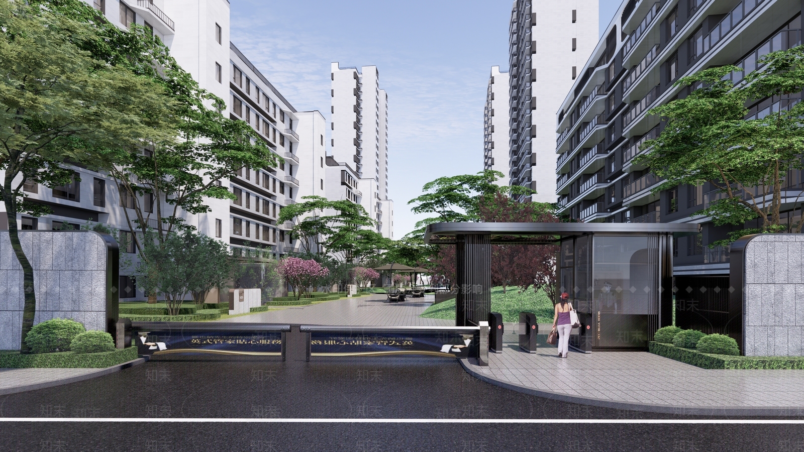 现代住宅小区次入口SU模型下载【ID:1144420725】