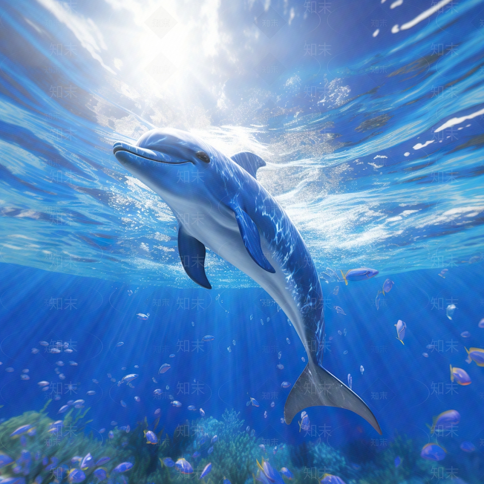 海洋风格动物海豚装饰壁纸贴图下载【ID:1144424012】