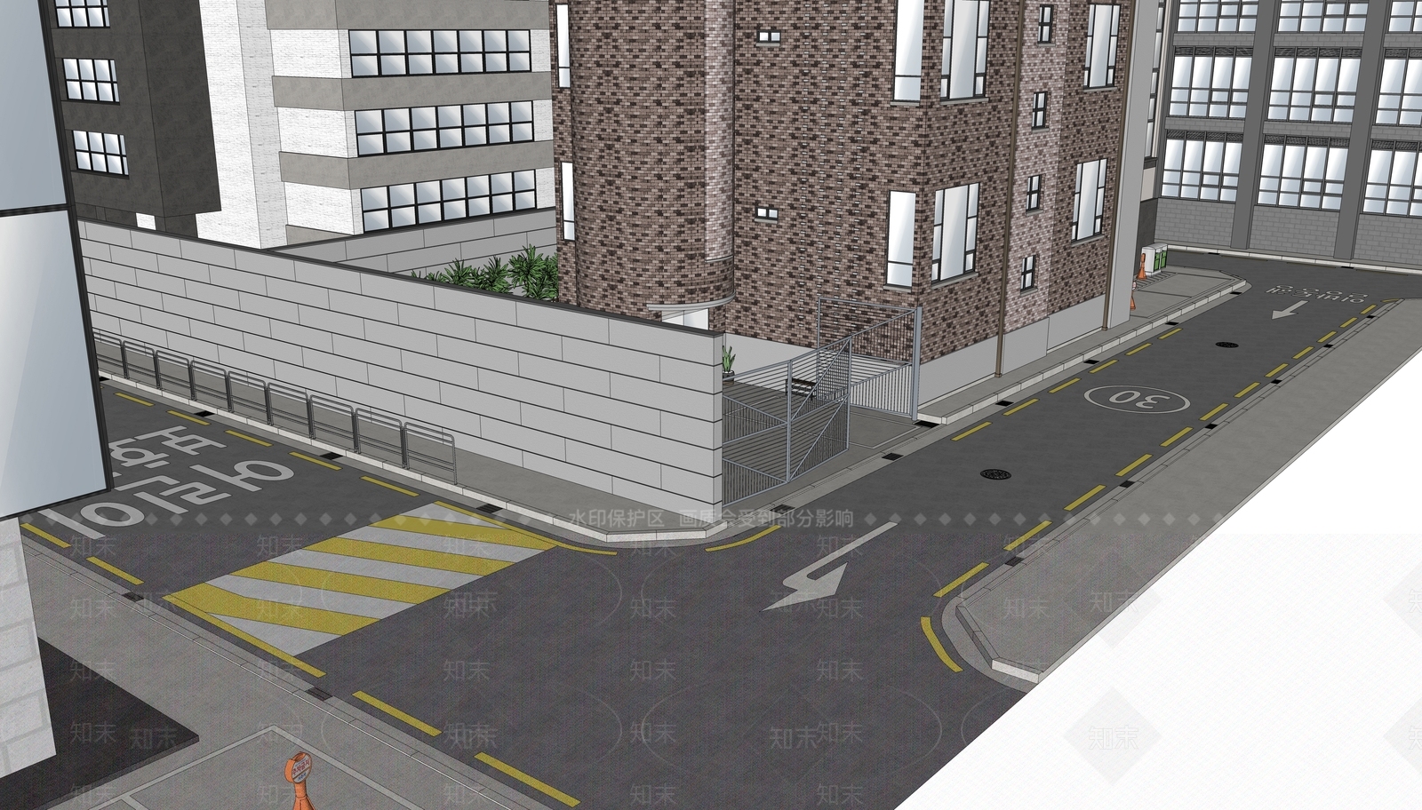 现代城市市政道路SU模型下载【ID:1144434240】