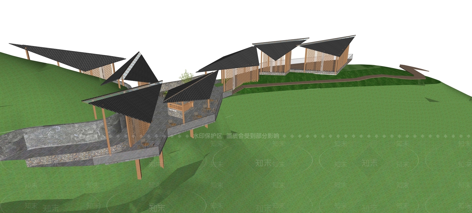 现代茶山观景驿站SU模型下载【ID:1144437873】