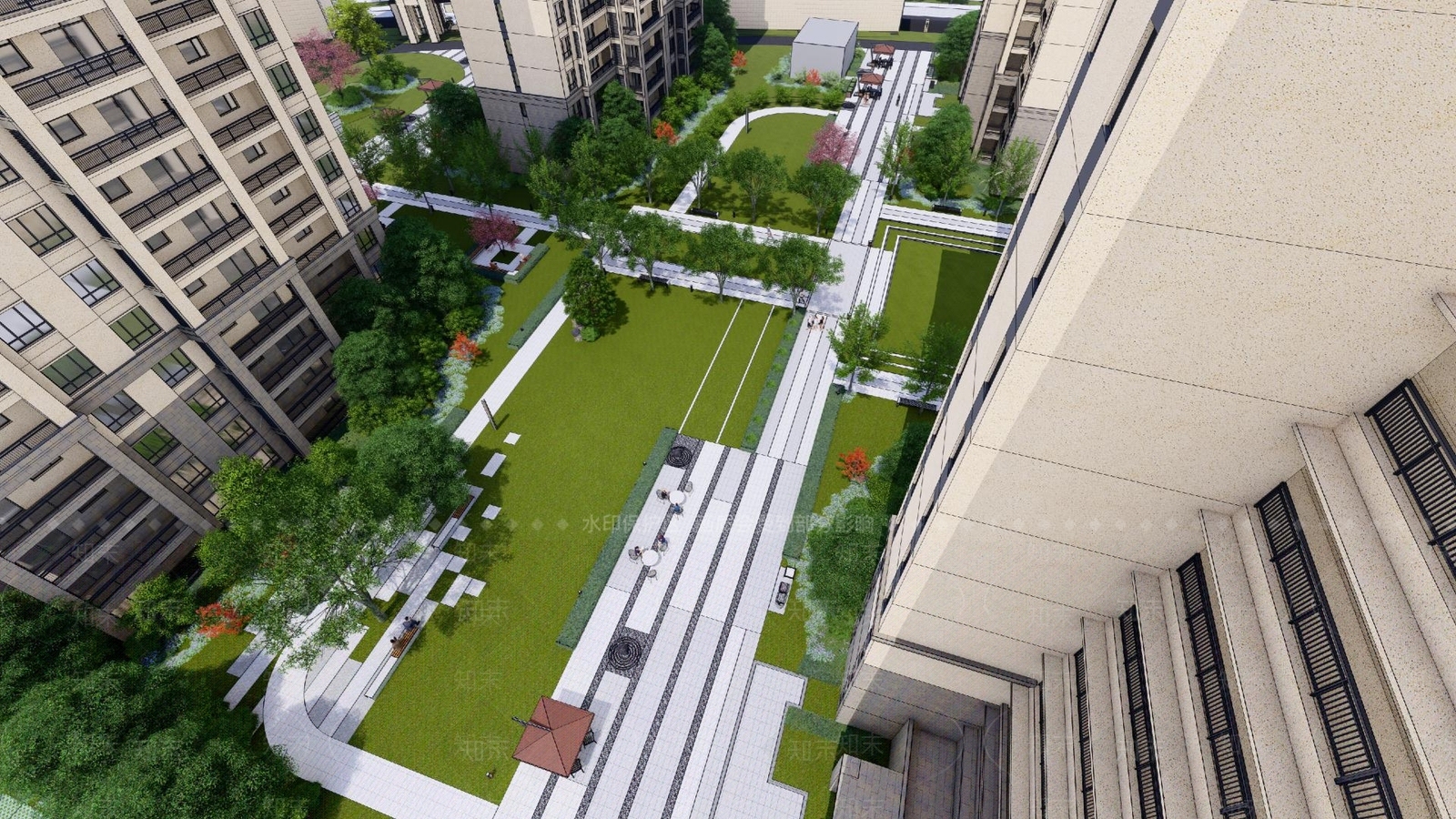 新中式小区景观SU模型下载【ID:1144443491】