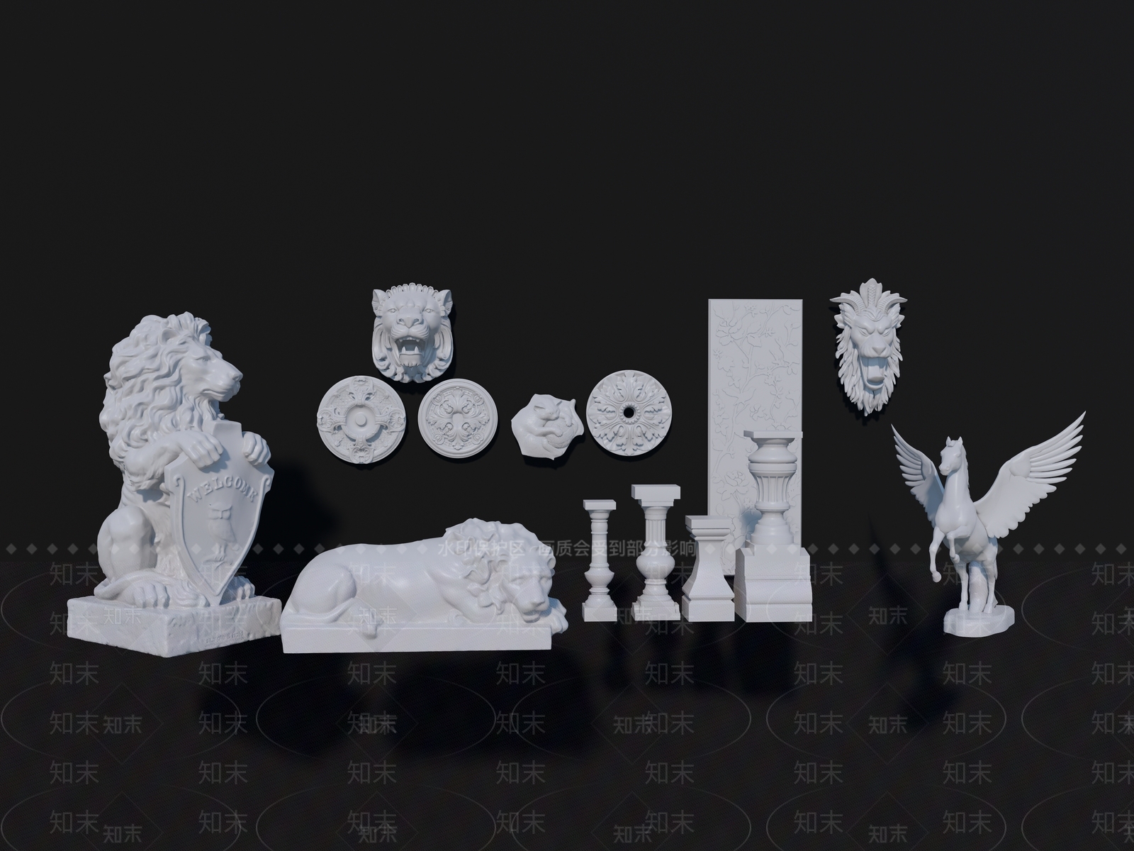 欧式动物雕塑SU模型下载【ID:1144445314】