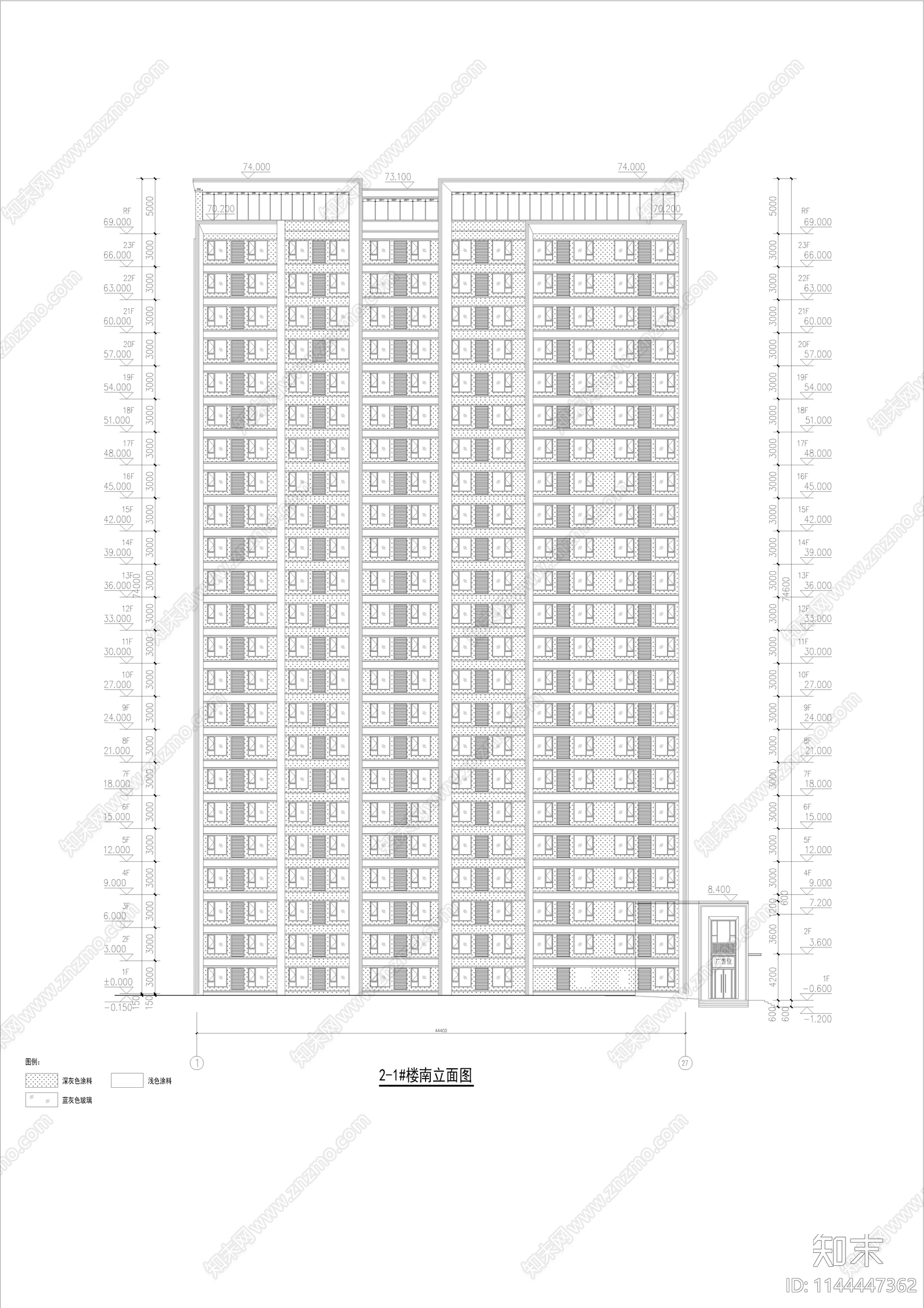 公寓建筑cad施工图下载【ID:1144447362】