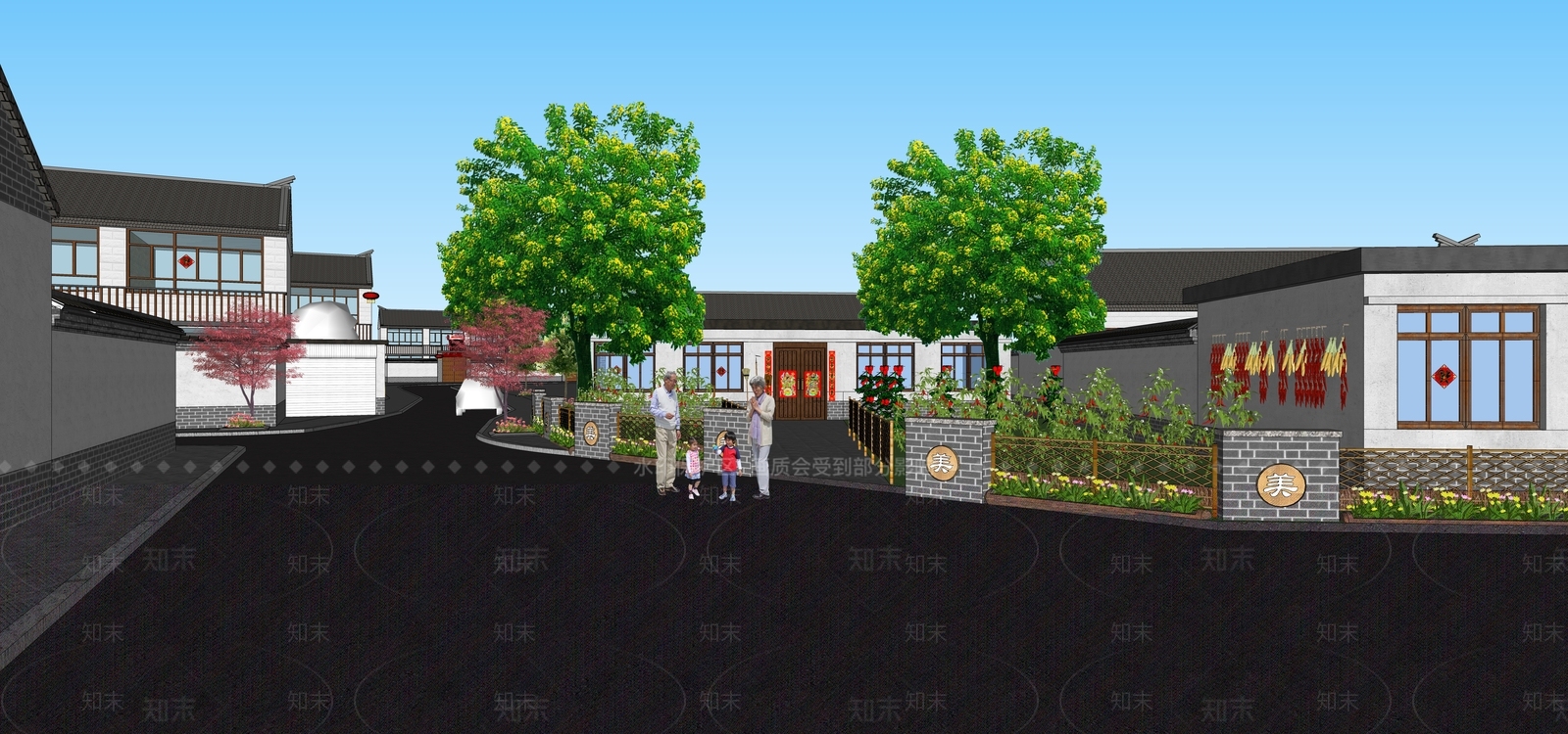 现代美丽乡村小菜园SU模型下载【ID:1144448825】
