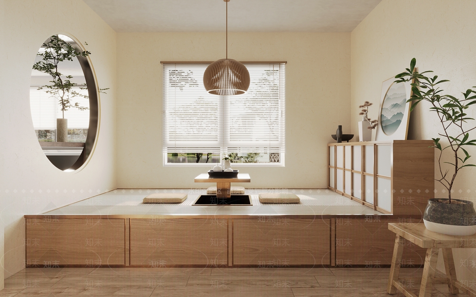 新中式榻榻米茶室3D模型下载【ID:1144449846】