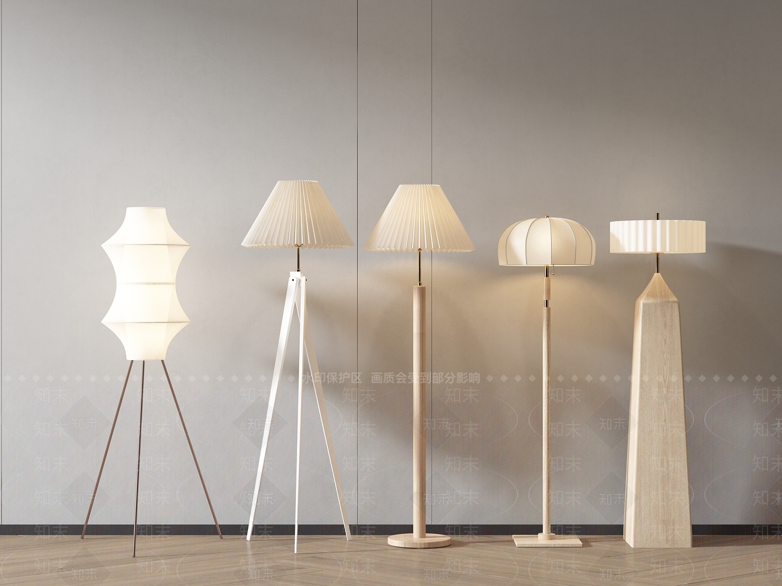现代奶油风客厅落地灯3D模型下载【ID:1144453551】