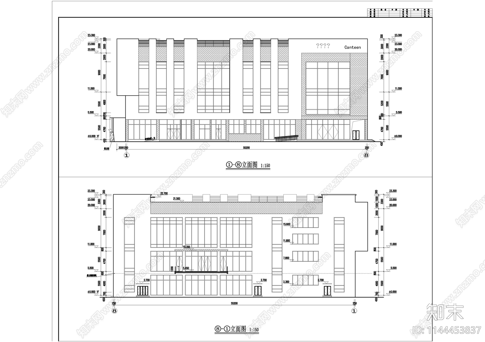 学生食堂建筑cad施工图下载【ID:1144453837】