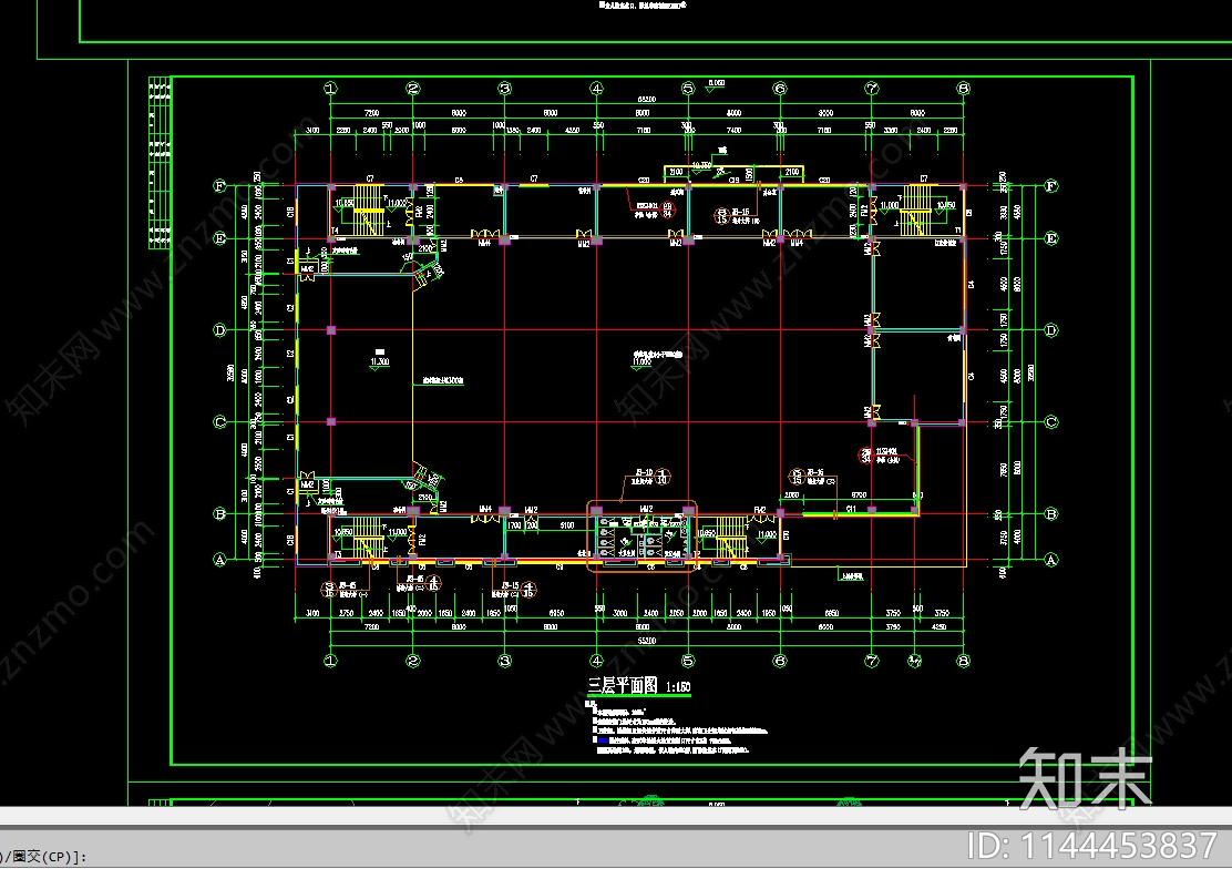 学生食堂建筑cad施工图下载【ID:1144453837】