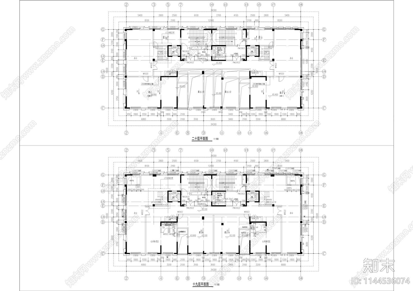 公寓建筑cad施工图下载【ID:1144536074】