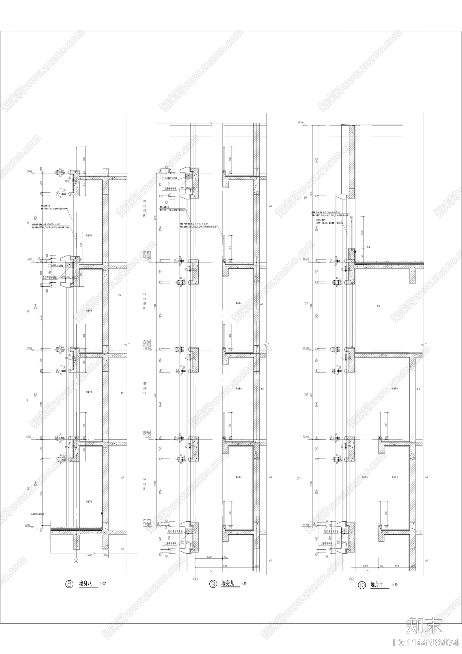 公寓建筑cad施工图下载【ID:1144536074】