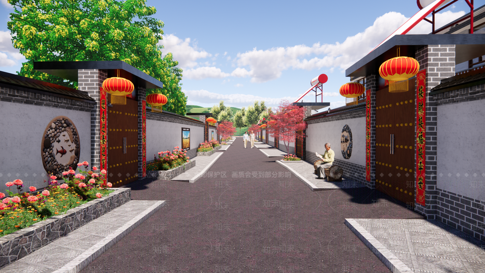 现代美丽乡村街道SU模型下载【ID:1144457029】