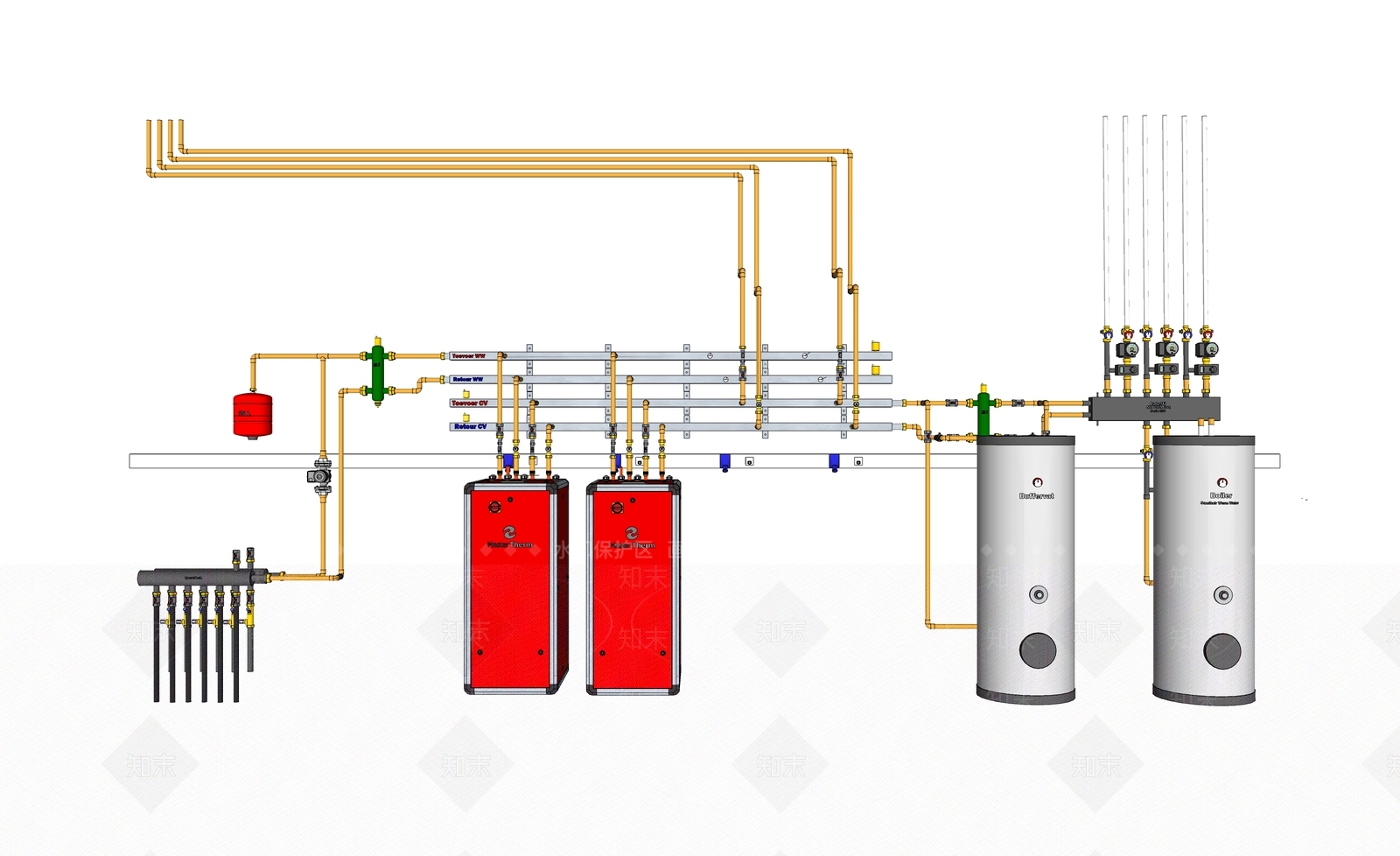 锅炉地热阀门换热器SU模型下载【ID:1144459003】