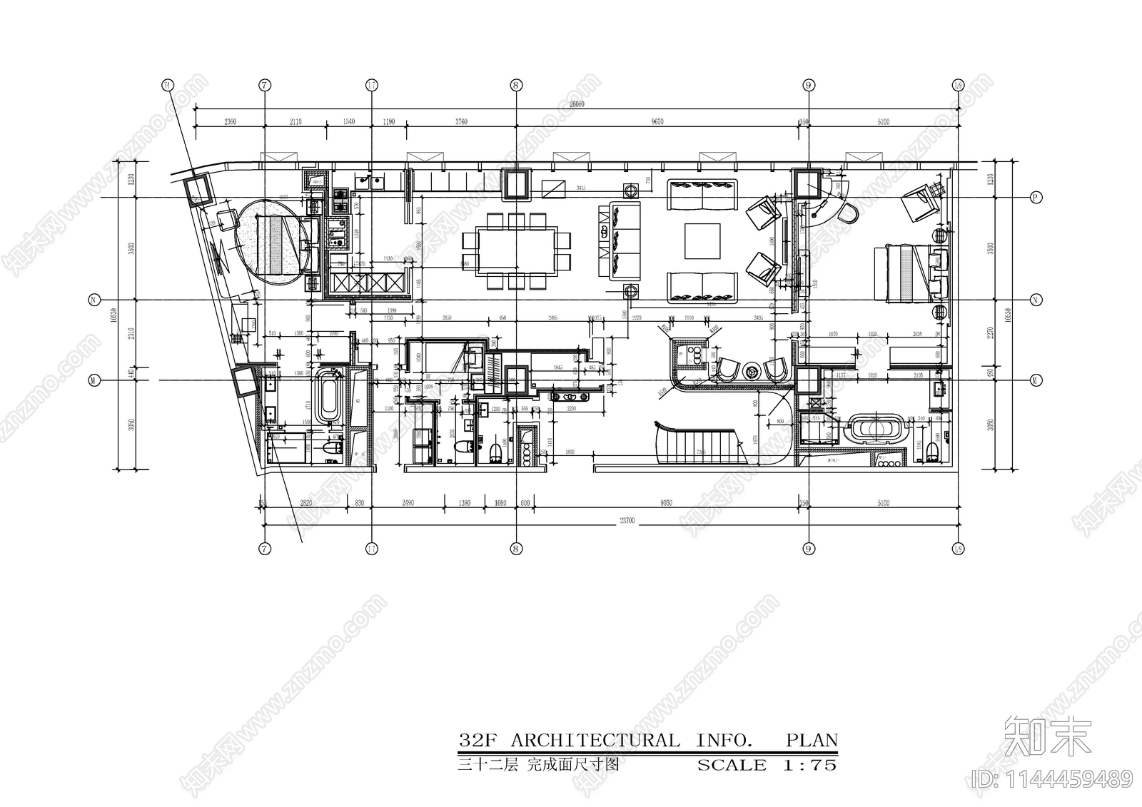 三里屯奢华公寓室内cad施工图下载【ID:1144459489】