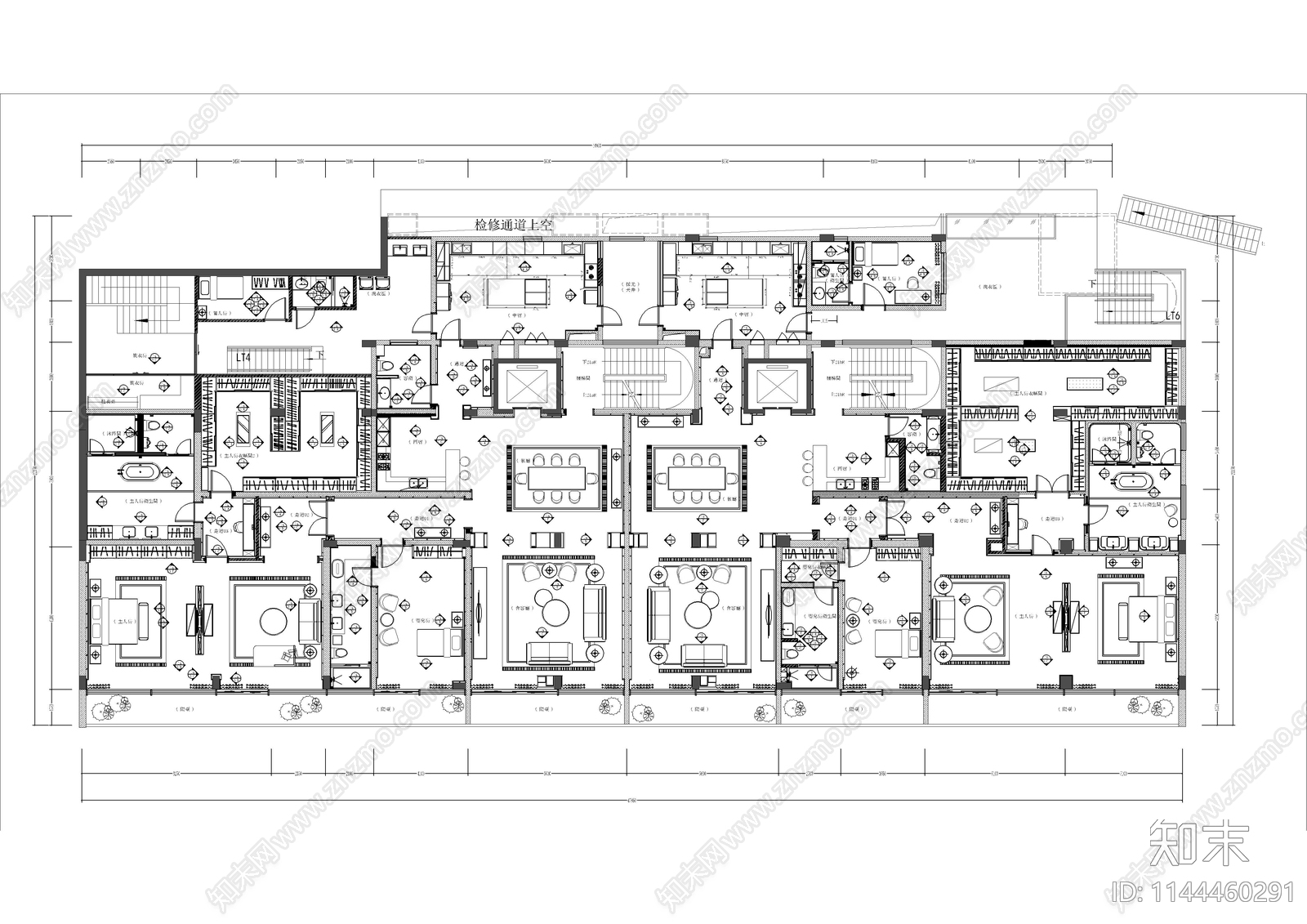 2000平私人别墅室内cad施工图下载【ID:1144460291】