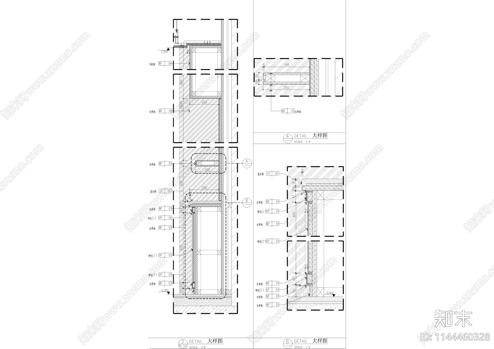 新中式五层别墅全套cad施工图下载【ID:1144460328】