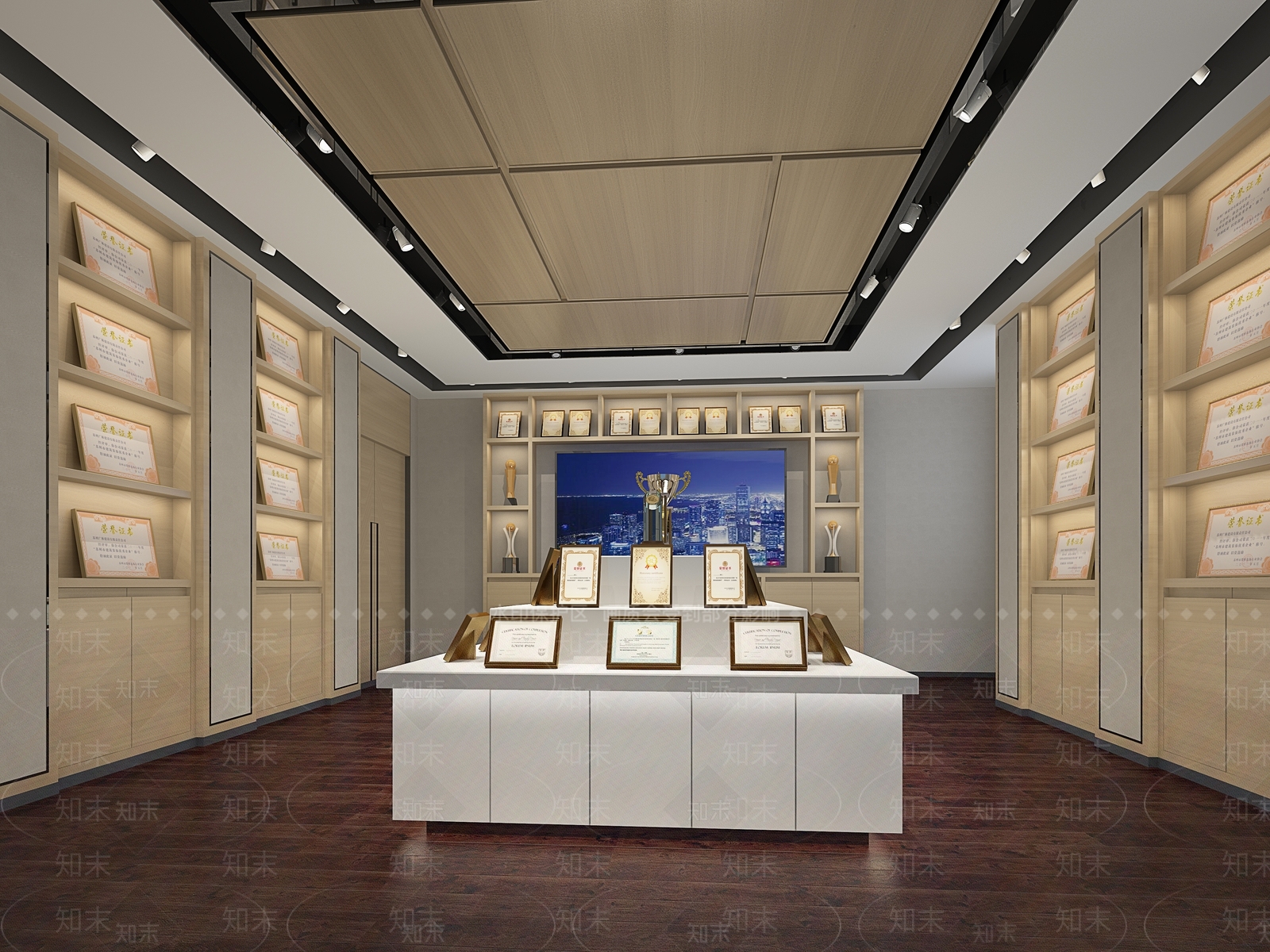 企业文化荣誉展厅3D模型下载【ID:1144586322】