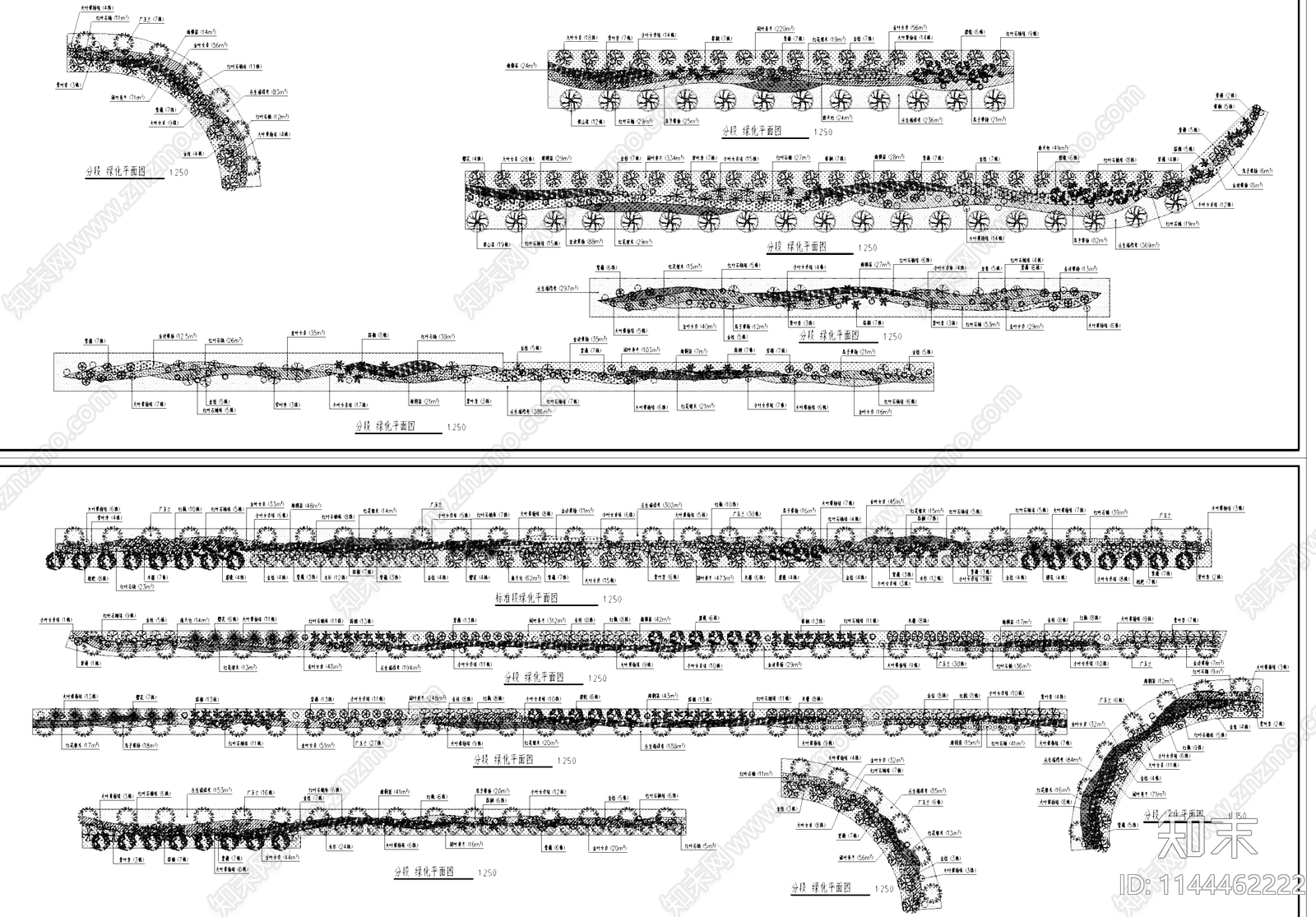 景观植物绿化种植平面图施工图下载【ID:1144462222】