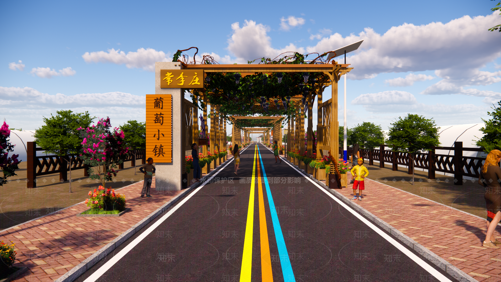 现代美丽乡村葡萄主题街道SU模型下载【ID:1144462970】