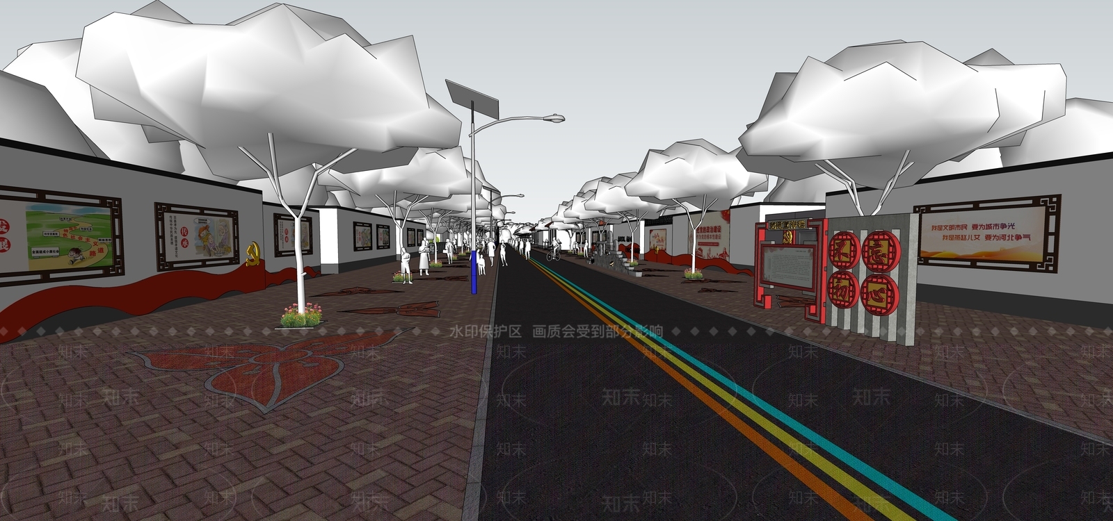 现代美丽乡村党建文化街道SU模型下载【ID:1144466036】