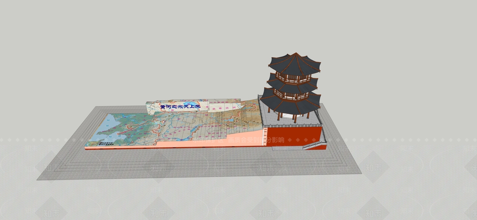 中式瞭望塔SU模型下载【ID:1144467709】