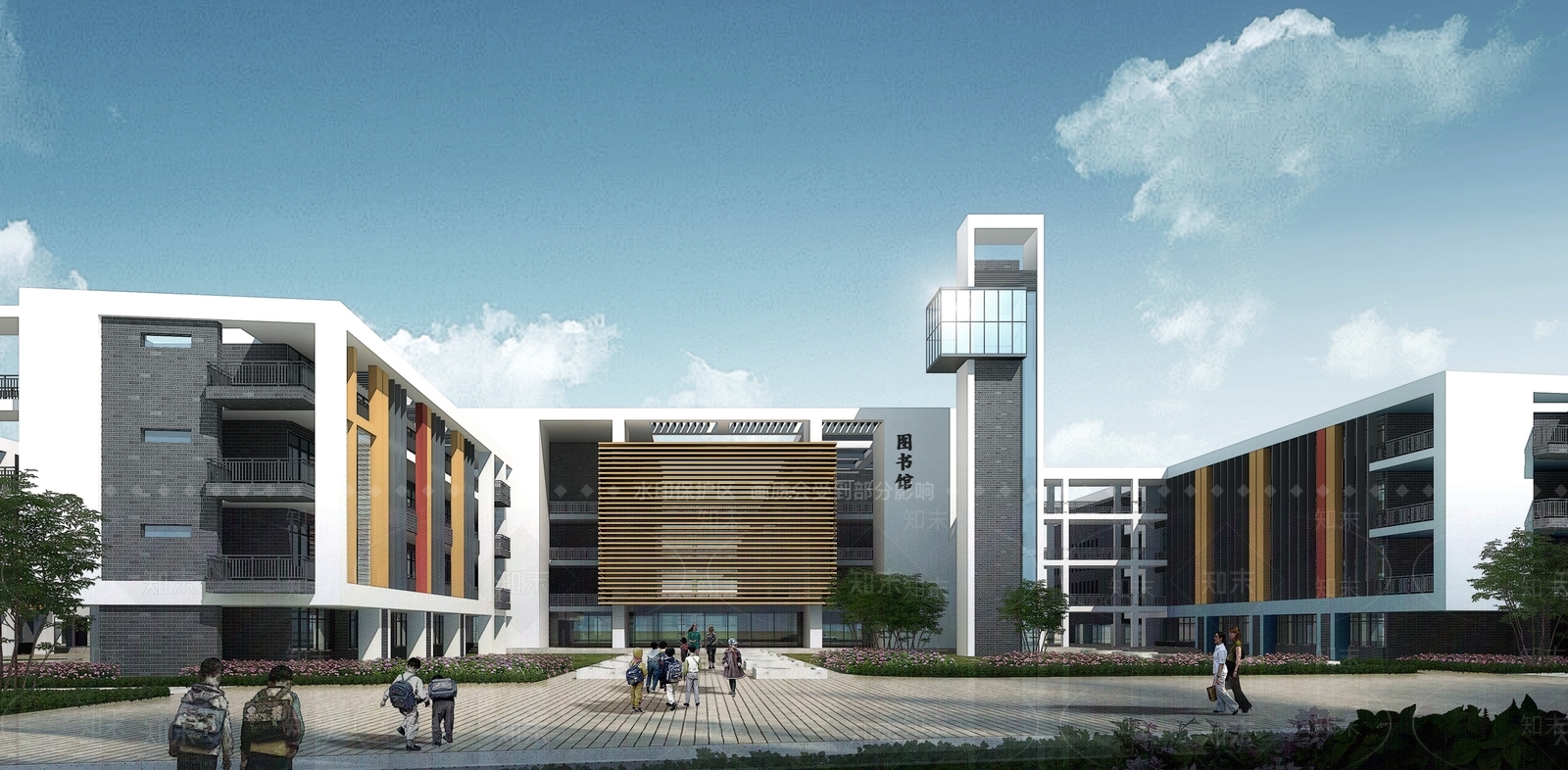 现代图书馆建筑SU模型下载【ID:1145555921】