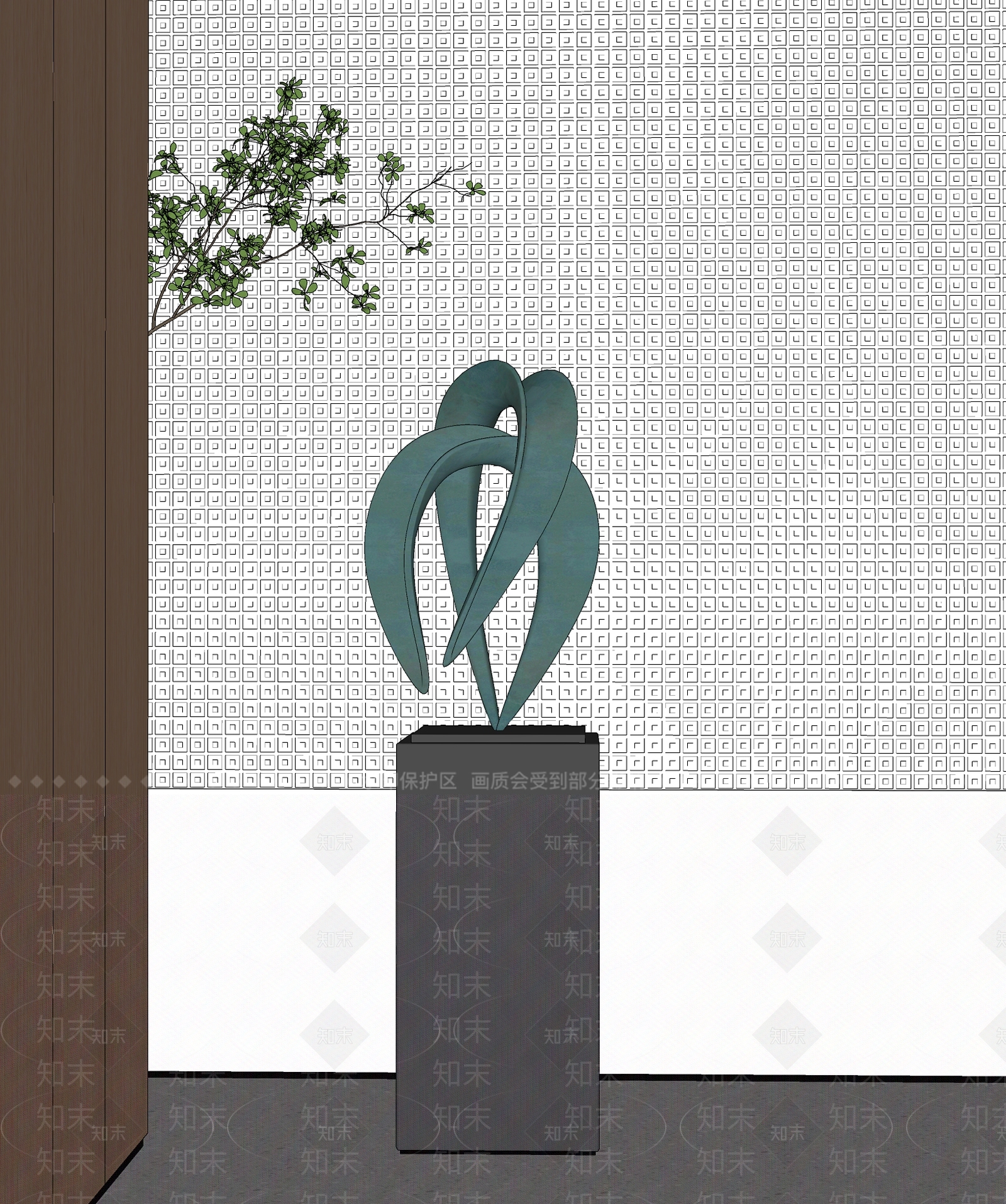 现代青铜抽象雕塑SU模型下载【ID:1144470561】