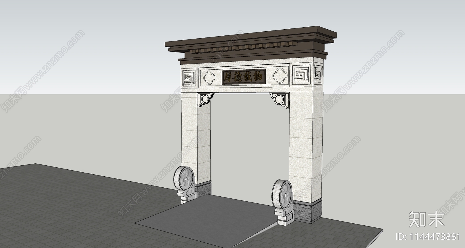 新中式别墅门楼SU模型下载【ID:1144473881】