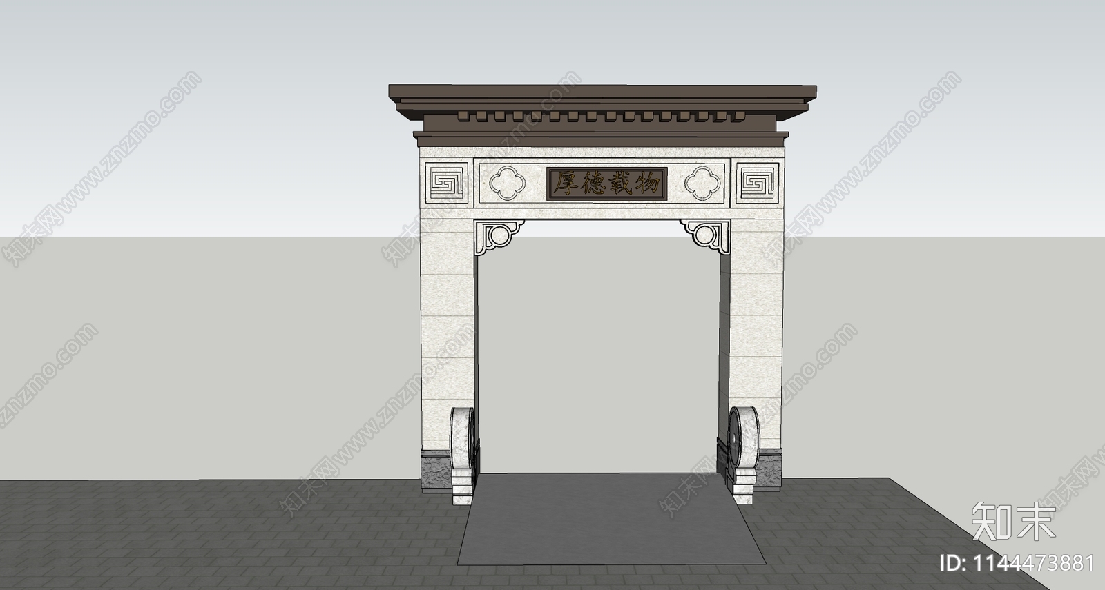 新中式别墅门楼SU模型下载【ID:1144473881】
