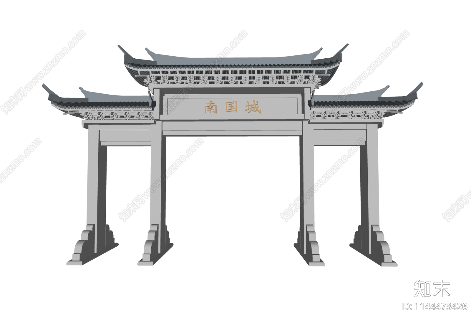 中式江南牌坊牌楼SU模型下载【ID:1144473426】