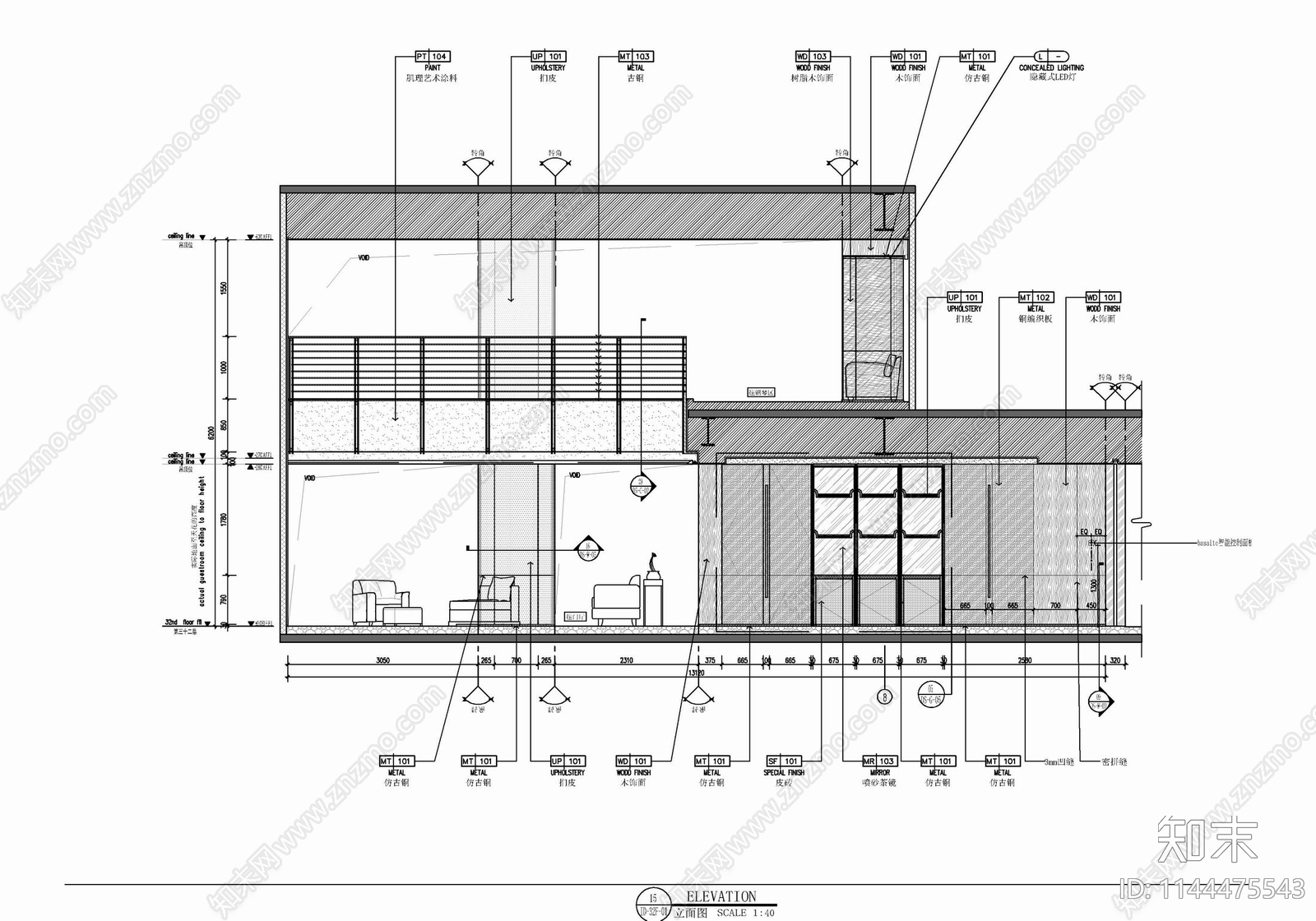 500㎡复式别墅室内cad施工图下载【ID:1144475543】