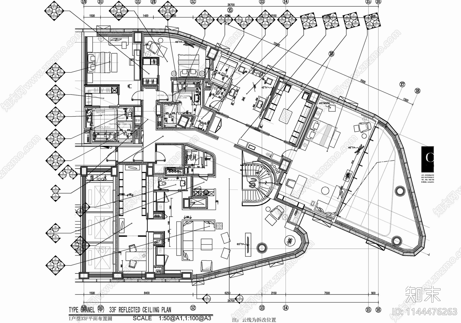 800㎡复式别墅豪宅室内cad施工图下载【ID:1144476263】