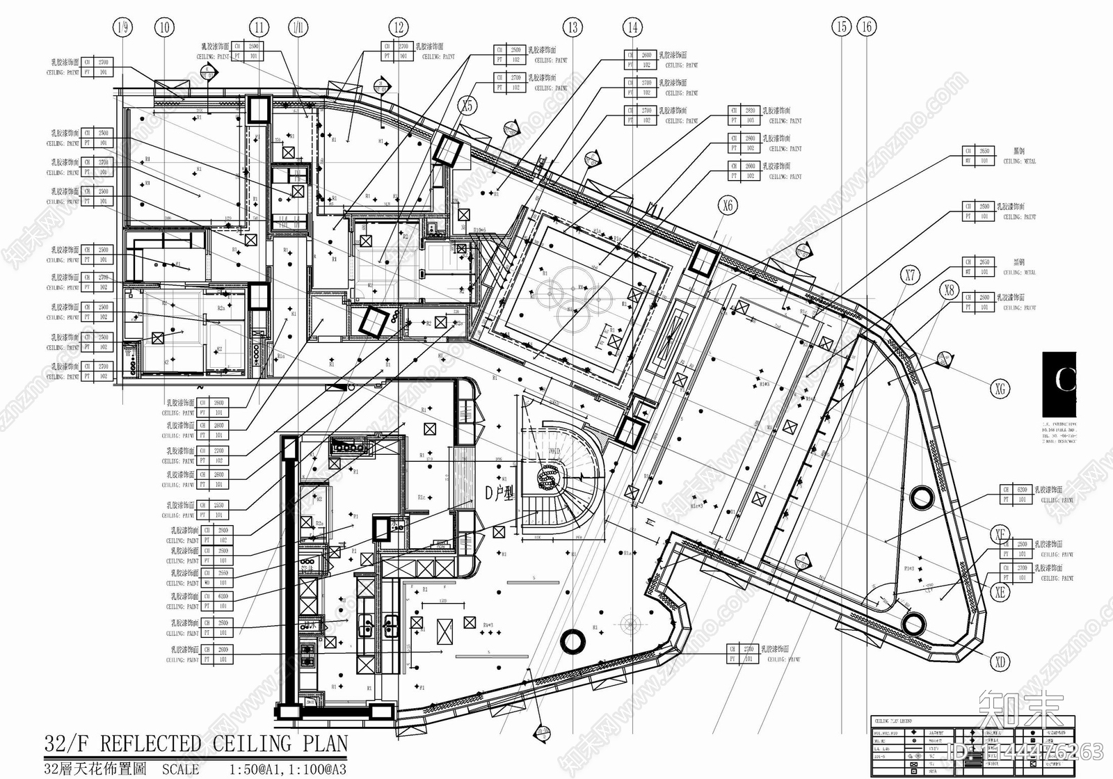 800㎡复式别墅豪宅室内cad施工图下载【ID:1144476263】