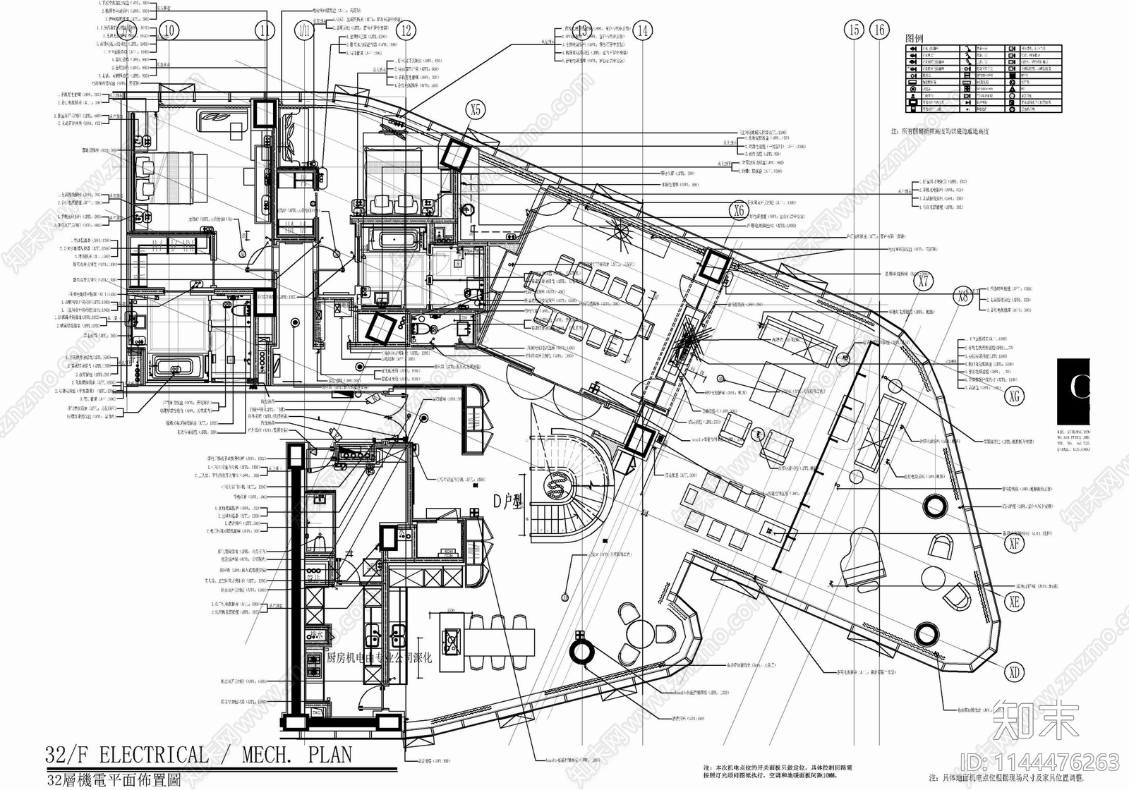 800㎡复式别墅豪宅室内cad施工图下载【ID:1144476263】