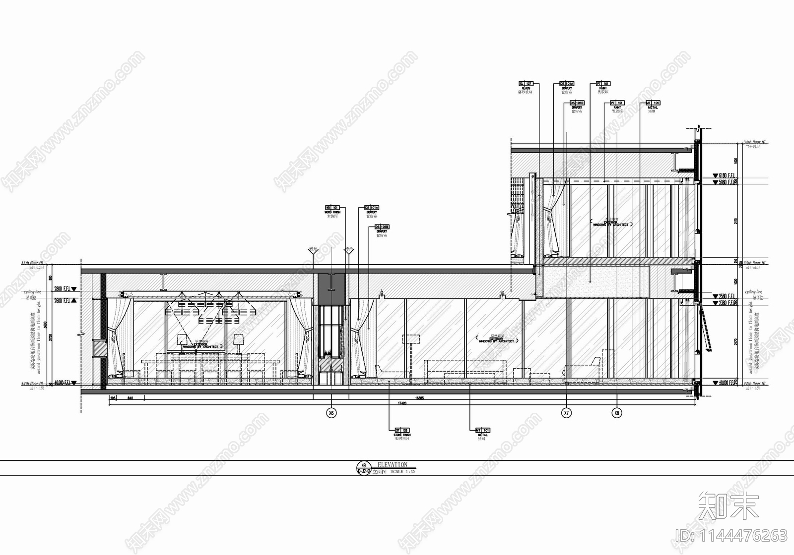 800㎡复式别墅豪宅室内cad施工图下载【ID:1144476263】