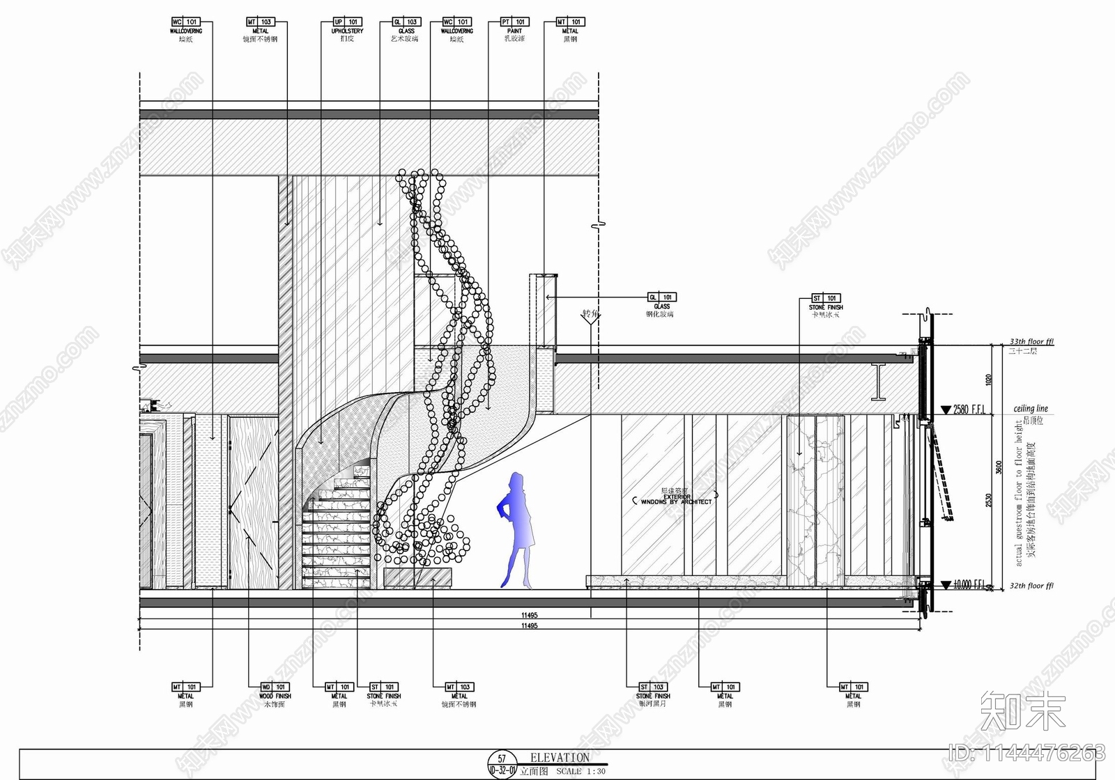 800㎡复式别墅豪宅室内cad施工图下载【ID:1144476263】