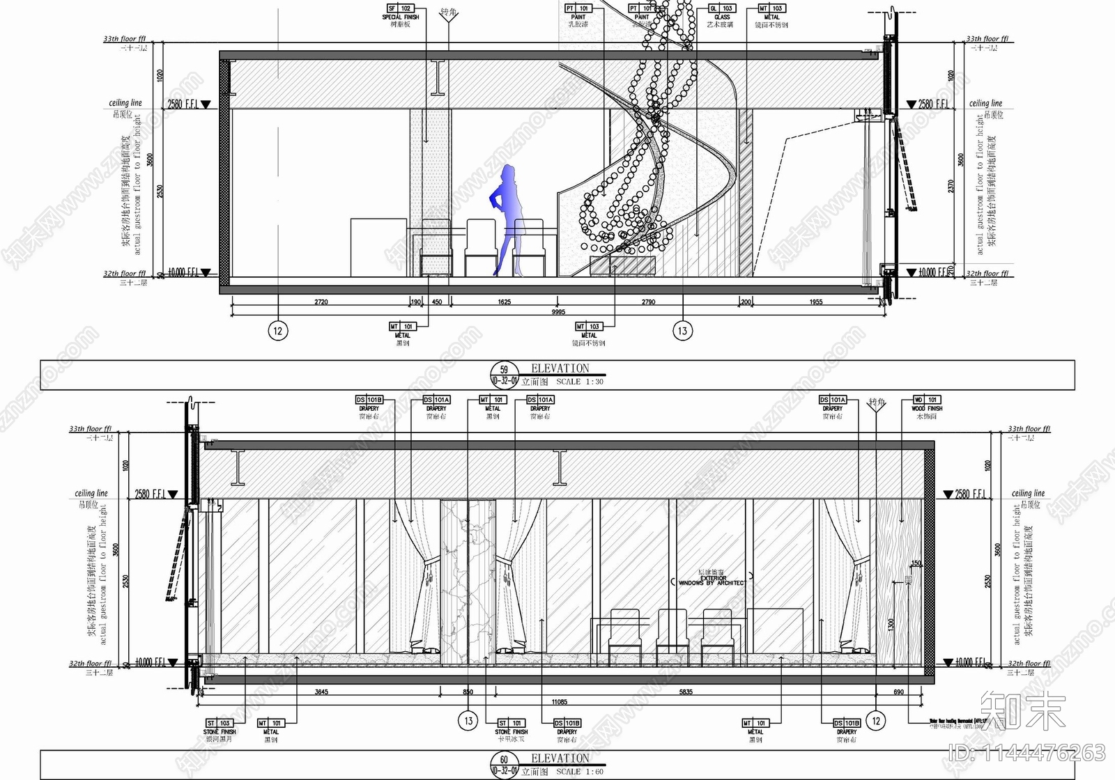 800㎡复式别墅豪宅室内cad施工图下载【ID:1144476263】