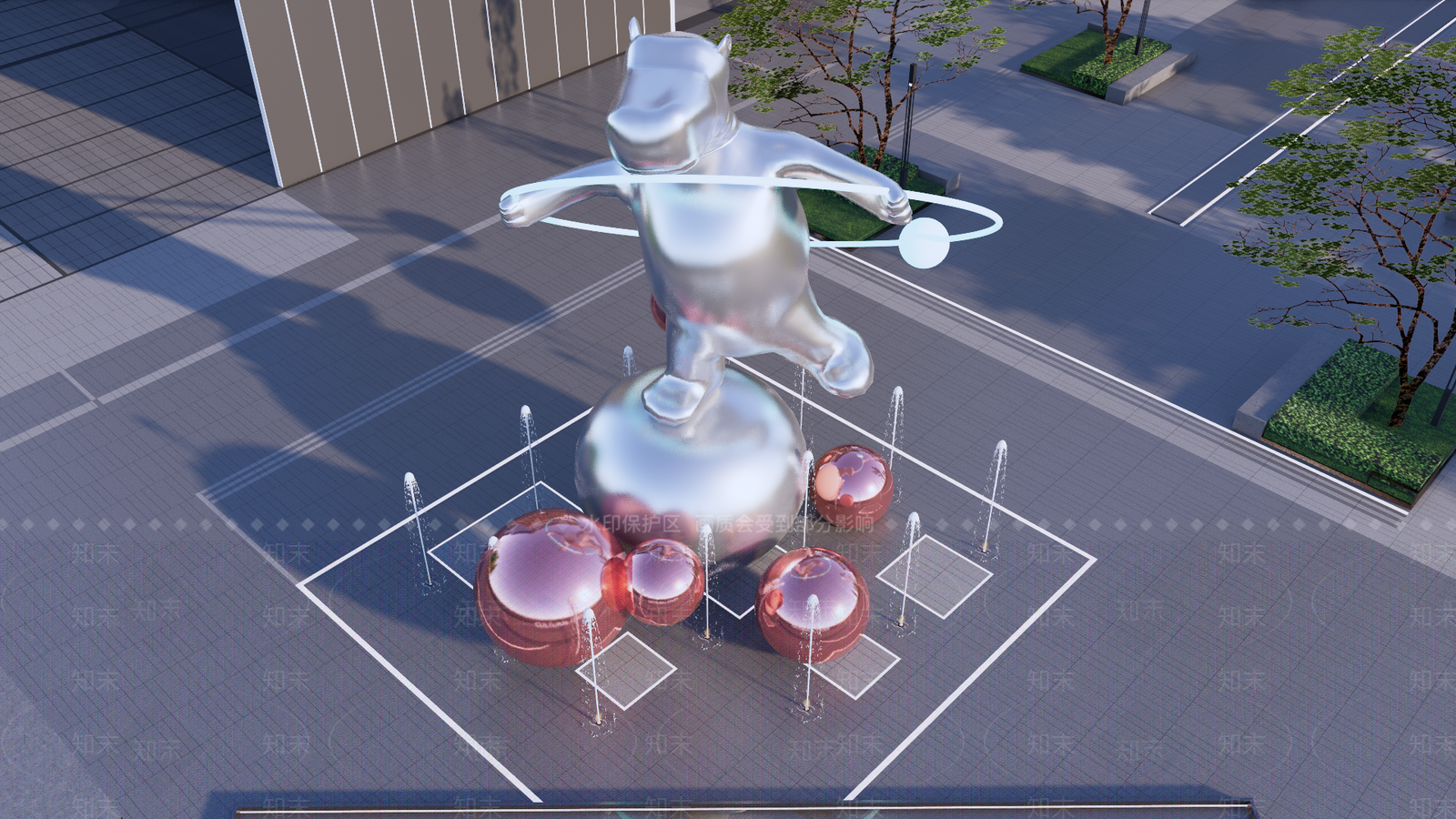 现代商业动物熊雕塑SU模型下载【ID:1144476485】