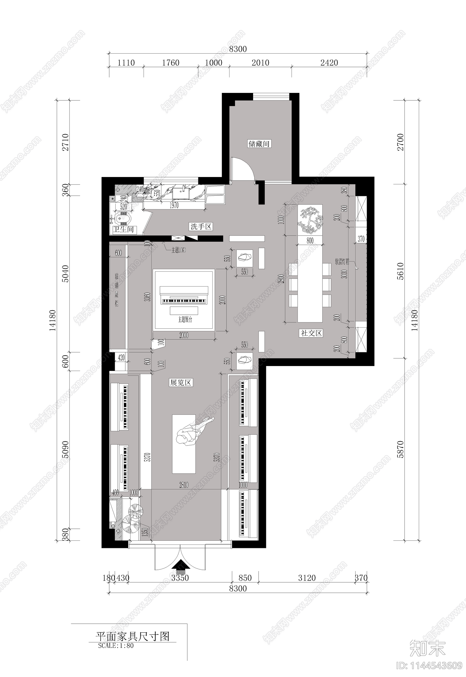 乐器行室内施工图下载【ID:1144543609】