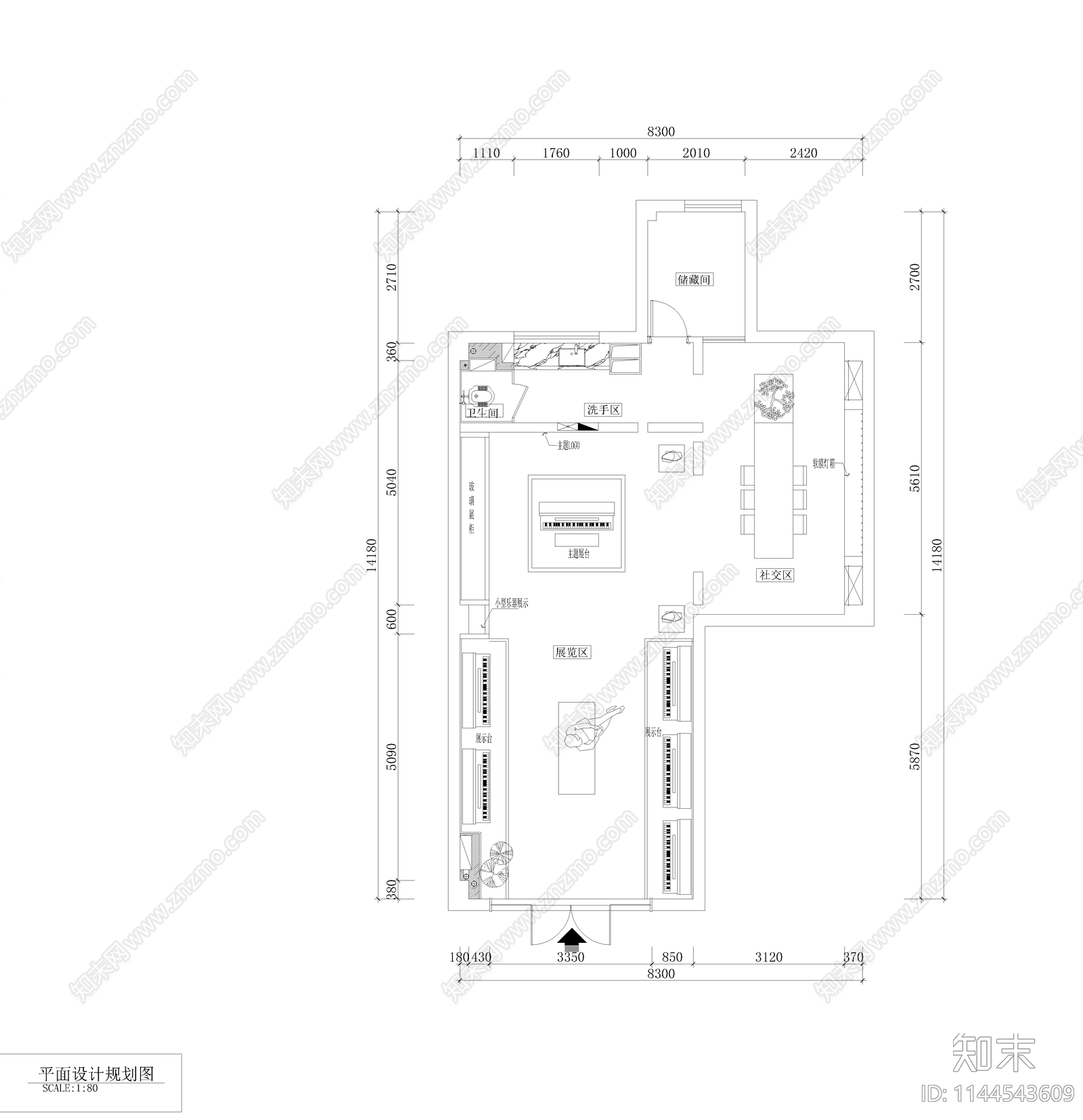 乐器行室内cad施工图下载【ID:1144543609】