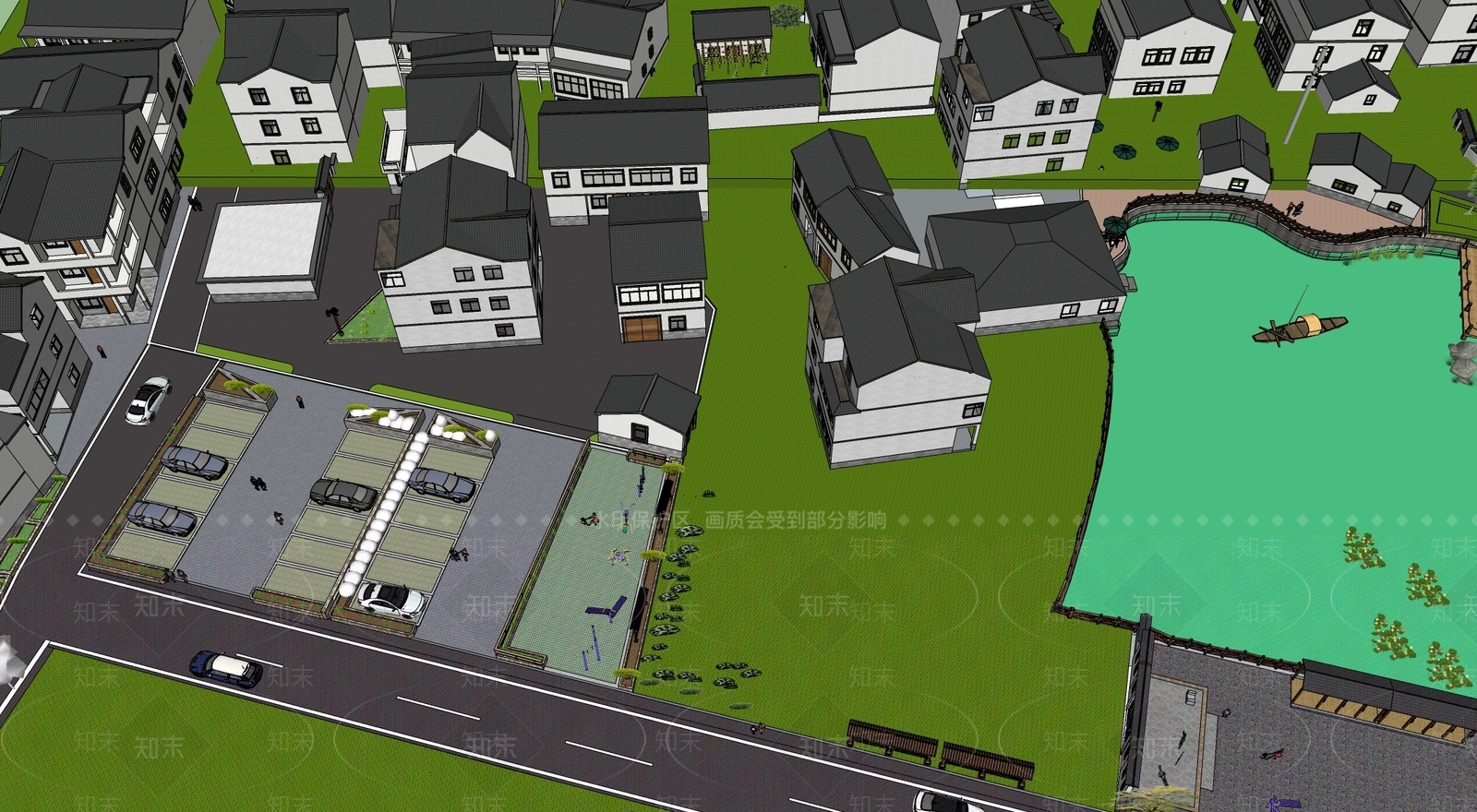 新中式新农村住宅群落SU模型下载【ID:1144482827】