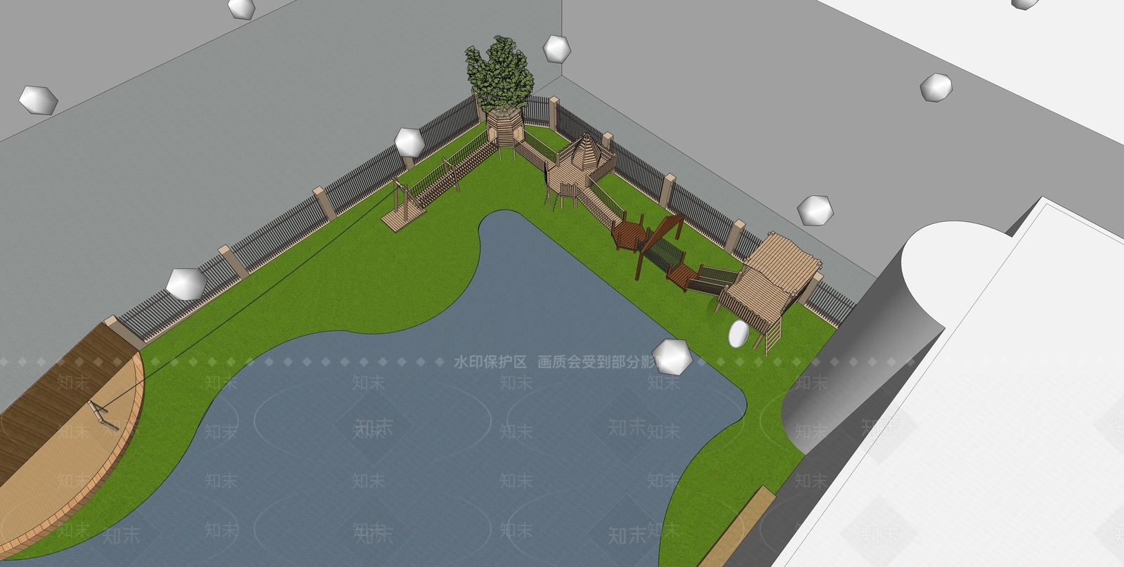 大型木滑梯SU模型下载【ID:1144483344】
