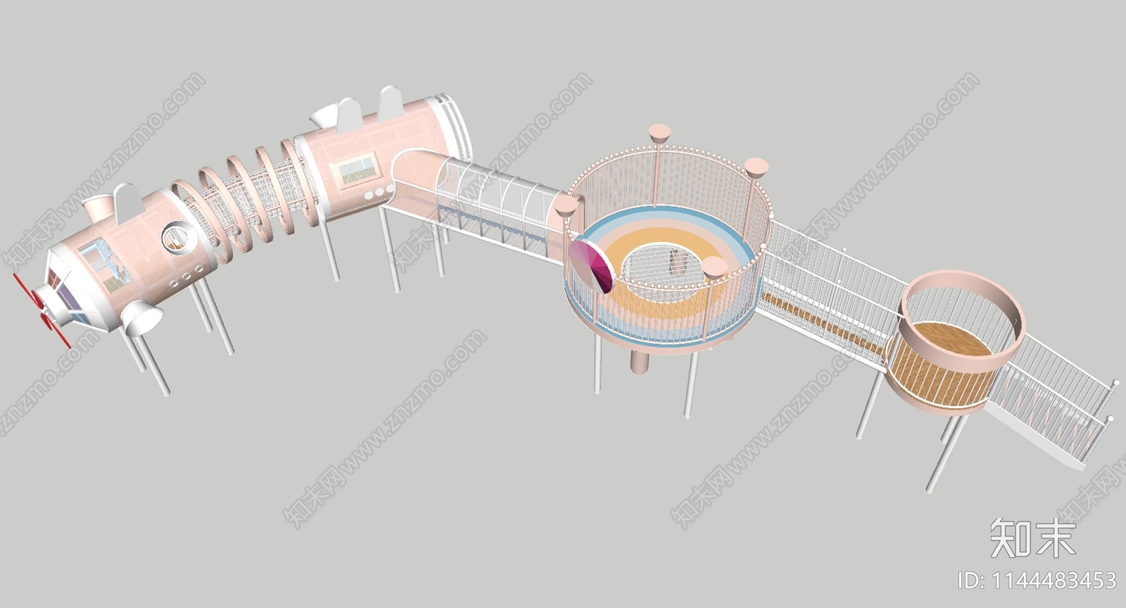 现代儿童游乐区设施SU模型下载【ID:1144483453】