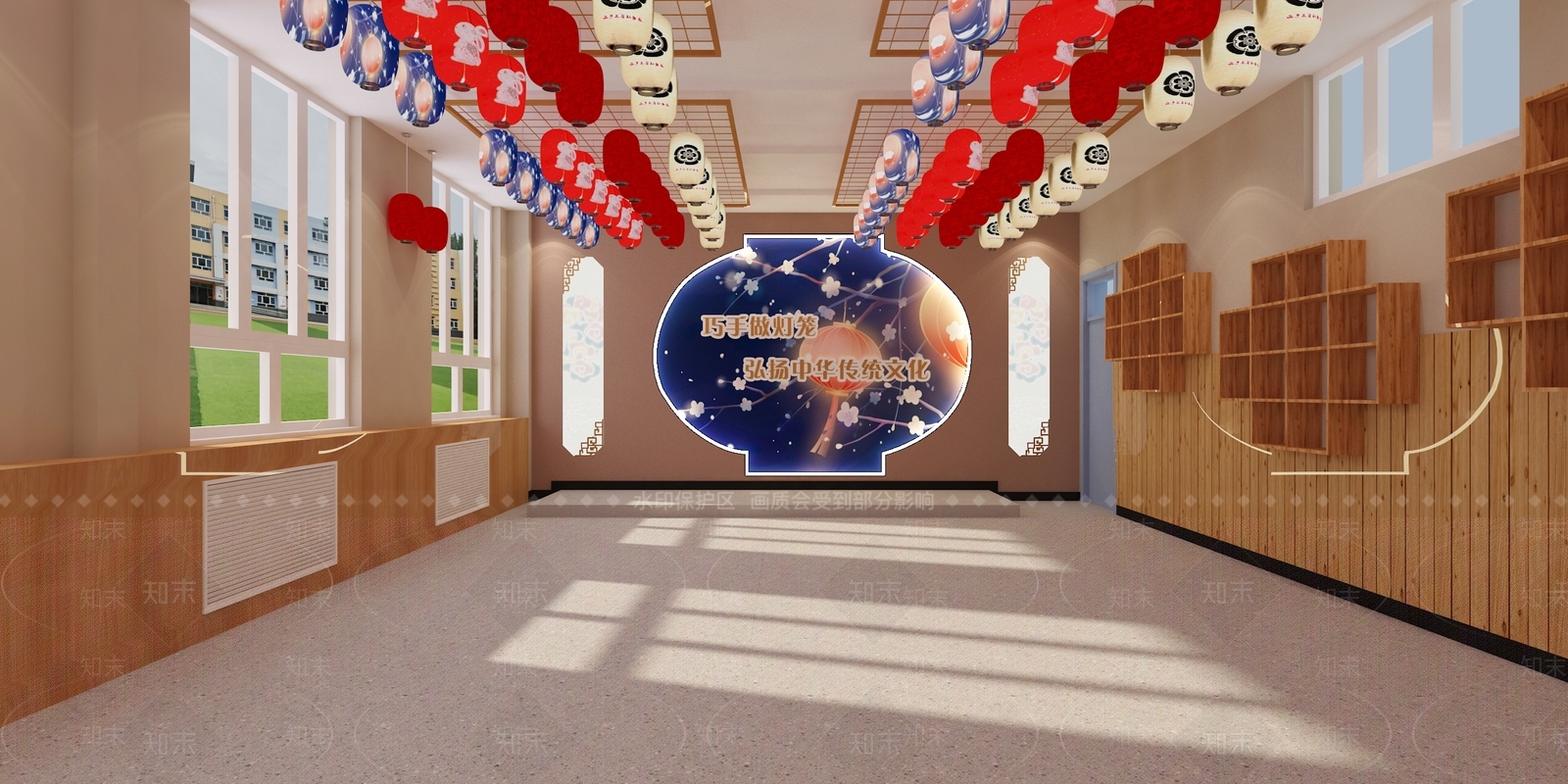 现代灯笼社团活动室3D模型下载【ID:1144483841】