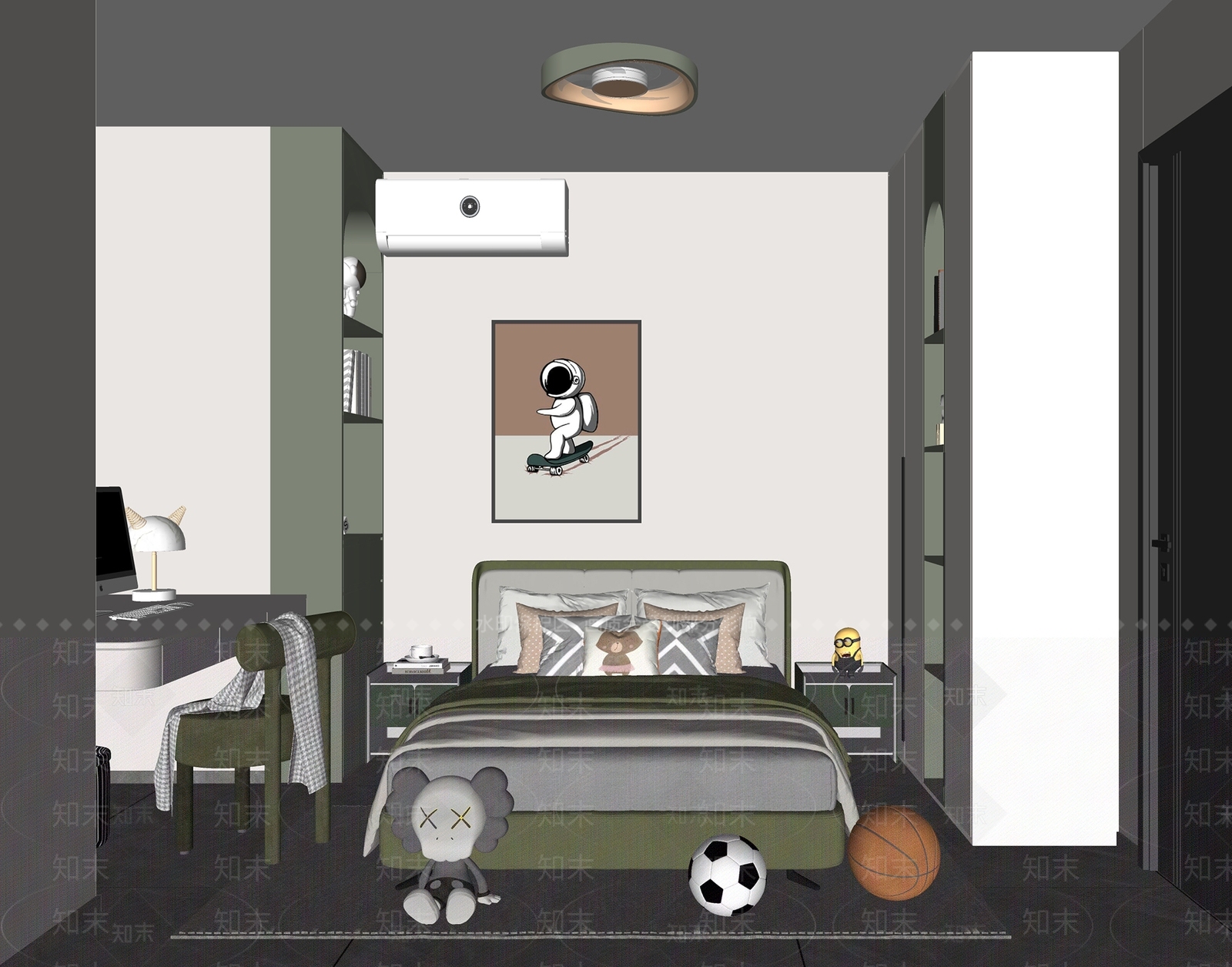 现代儿童房SU模型下载【ID:1144485734】