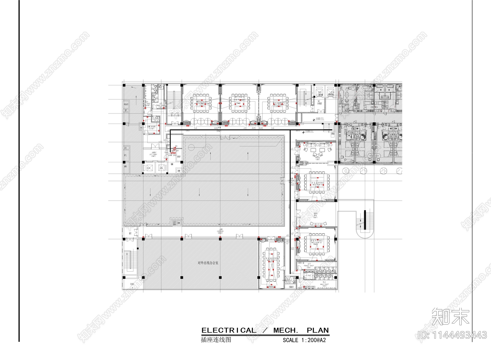 酒店会议区一整层机电cad施工图下载【ID:1144493443】